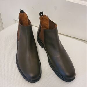 NWOB Enzo Tesoti Chestnut Brown Leather Chelsea Boots Size 46 = 13 Men's